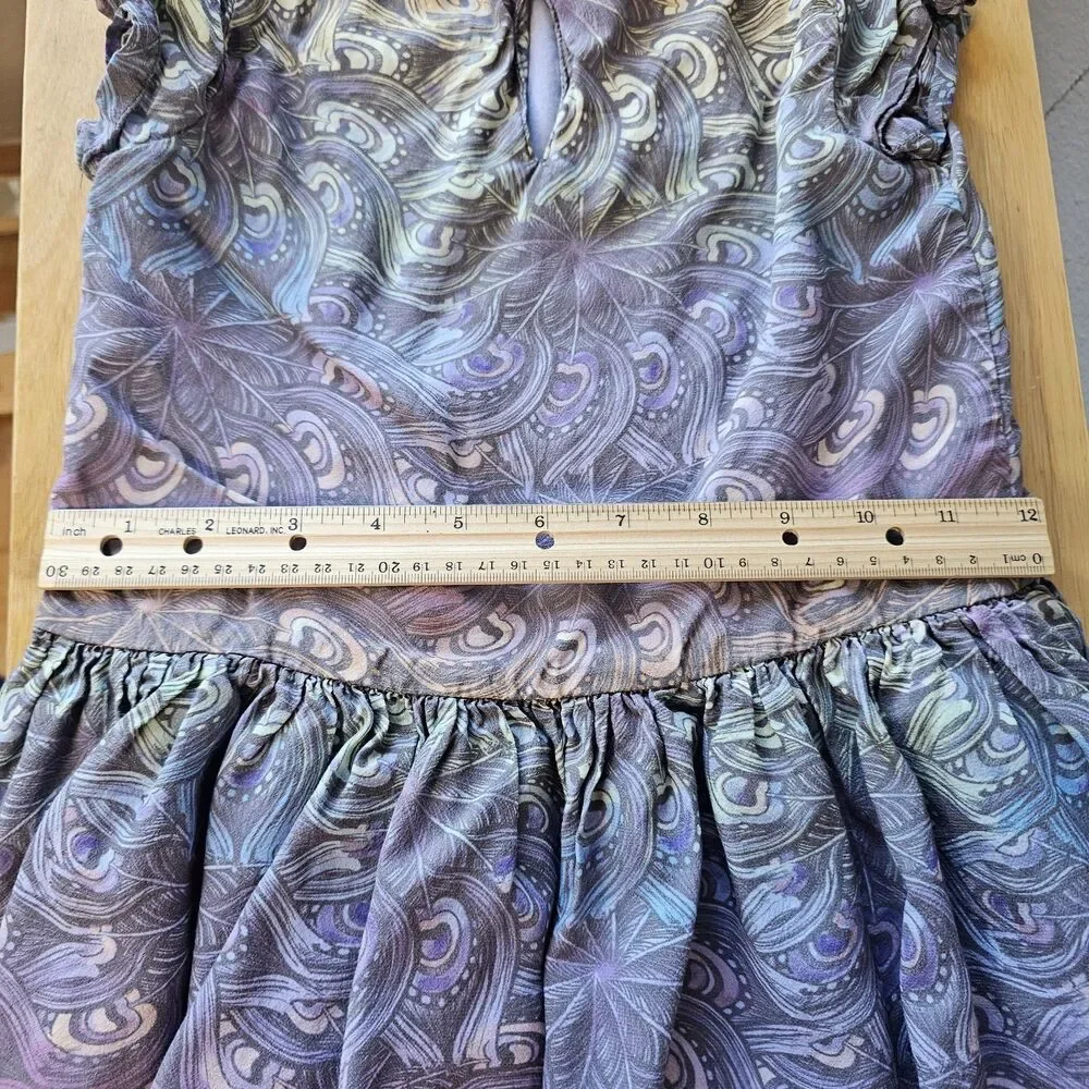 Gymboree Girls Size 4 Purple Blue Paisley Print Dress Short Sleeve Rayon CC684